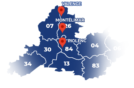 Rayon d'action : Vaucluse et départements limitrophes